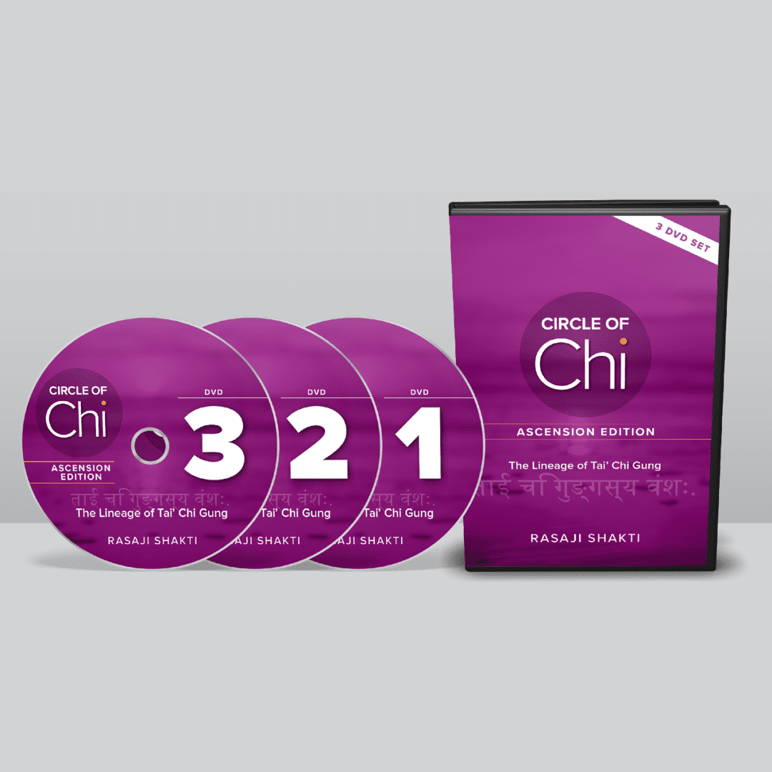 Purple DVD set with 'Circle of Chi' branding on a gray background