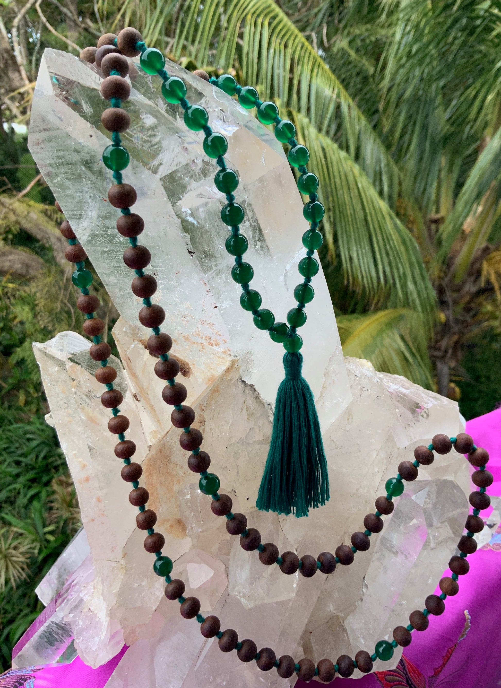 Green Onyx and Sandalwood Mala