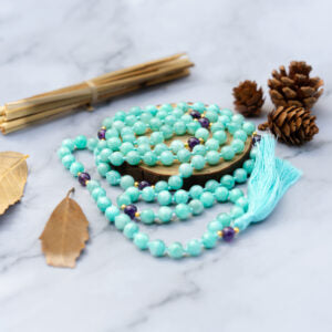 Amazonite and Amethyst Mala Necklace