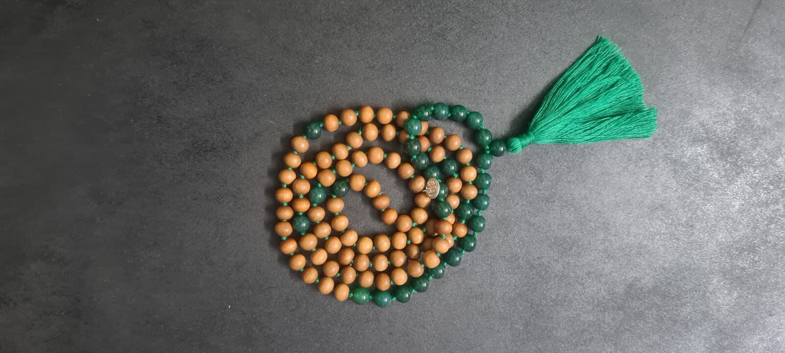 Green Onyx Sandalwood Mala Necklace 1