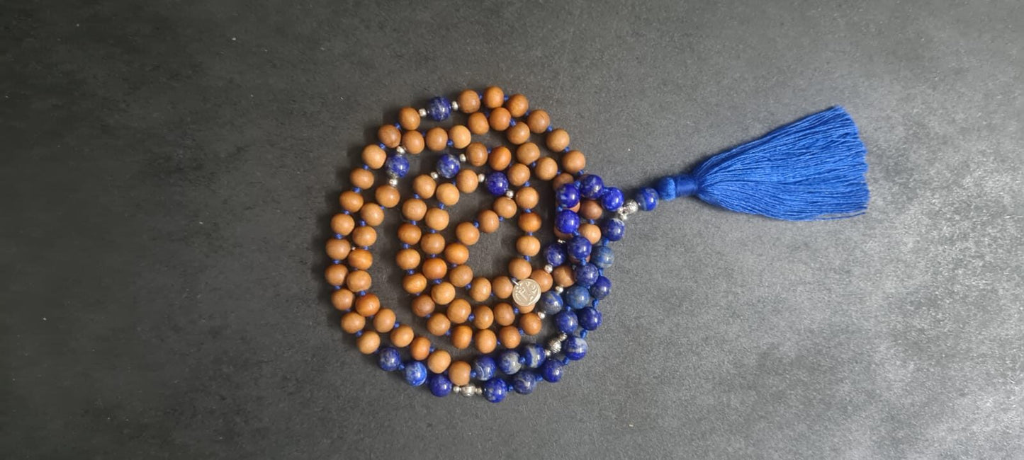 Lapis Lazuli Sandalwood Mala Necklace (1)